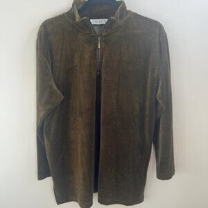 Chaus sport golden brown and black striped men’s shirt medium